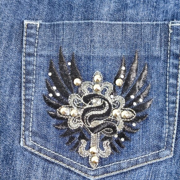 Seductions FD jeans skinny straight women's junior size 11 blue low-rise - Picture 8 of 13